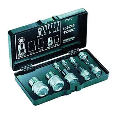 Immagine di HAZET 1557/9 Set bussole 9 3/8, 1/4, 1/2 TORX , Safety Insert System, SmartCase Quadrato