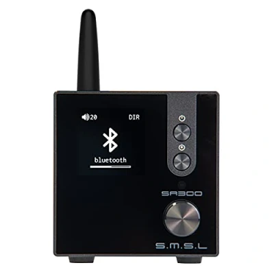Immagine di S.M.S.L SA300 amplificatore digitale HiFi, chip MA12070 di Infineon 80W x 2 potenza classe D, ingresso RCA USB Bluetooth 5.0 APTX, modalità EQ multiple con telecomando (Nero)