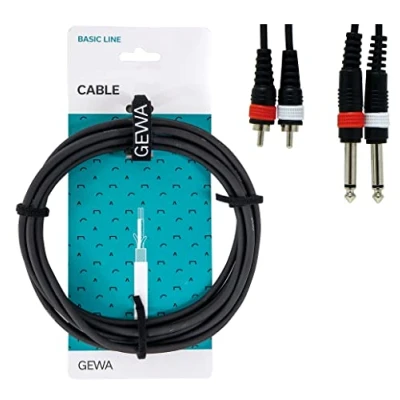 Immagine di GEWA Twinkabel Basic Line 6m, nero, 2x 6,3 mm mono jack cinch, 190220