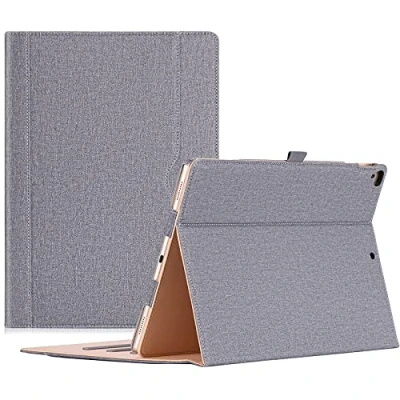 Immagine di ProCase (2017/2015 Vecchio Modello) Custodia per iPad Pro 12.9&quot;, Cover con Auto Sveglia/Sonno Funzione e Angoli di Visuale Multipli, Tasca Schede Documenti 2017/2015 12,9 Grigio