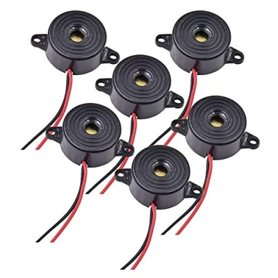 Immagine di Wenxiaw Buzzer Elettronico 12v Allarme Sonoro Cicalino con Acustico Sistema di per Suoni Continui Circuiti Fisica, 6 Pezzi, Nero