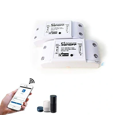 Immagine di Sonoff Smart WiFi 2 pezzi interruttore telecomando wireless, compatibile con iOS e Android, ALEXA, Google Home assistente, nido, Bianco