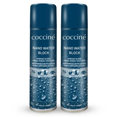 Immagine di Coccine Nano Water Block I Spray Impermeabilizzante per Pelle, Tessuto, Outdoor, Proteggiscarpe Scarpe, Nabuk Impermeabile, Velluto, Pelle Fiore 2 x 400 ml