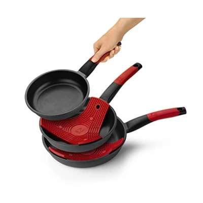 Immagine di BRA Premiere Set di 3 padelle, Alluminio Pressofuso, Rivestimento Antiaderente, 18/22/26cm, utilizzabili su piani ad induzione [Esclusiva Amazon]