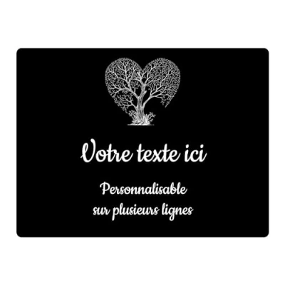 Immagine di Targhetta con incisione funeraria, motivo albero cono, autoadesiva, 20 x 15 cm, personalizzata, 1 a 3 righe, colore: Nero