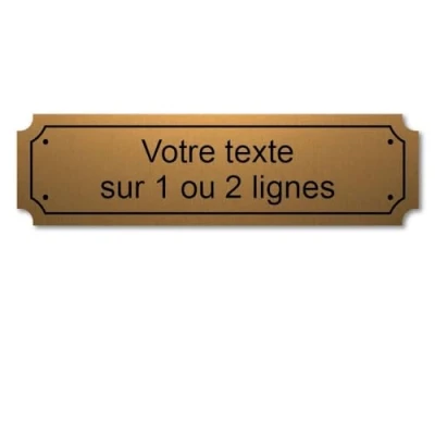 Immagine di Targhetta incisa personalizzata 1 o 2 linee 14,5 x 4 cm autoadesiva, oro spazzolato