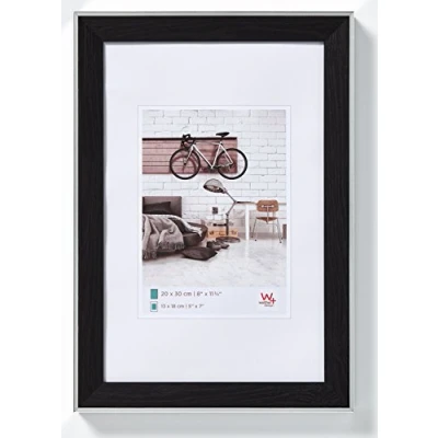 Immagine di walther design cornice nera 40 x 50 cm con bordo esterno argento, bohémien EN050B