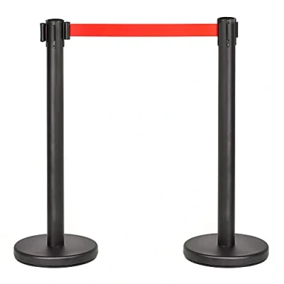 Immagine di PINNERS Set di Barriere Retrattili, Barriera con Nastro Estensibile 3 metri (2 unità), Pali Separatori, Sicurezza, Retrattile, Sicurezza 3m