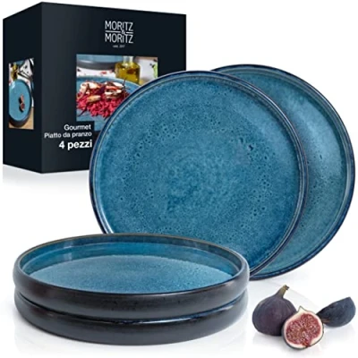 Immagine di Moritz &amp; SOLID Set di 4 piatti piani da 26 cm, in gres porcellanato, per servire