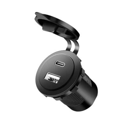 Immagine di LogiLink PA0330 Adattatore da incasso per auto/camion con 1 USB A e C, 60 W, PD (Power Delivery) QC 3.0 (Quick Charge)