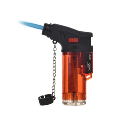 Immagine di PROF Accendino H22 Turbo Trasparente con Copricatena di Sicurezza Jet Lighter Ricaricabile Vari Colori 1 pz.