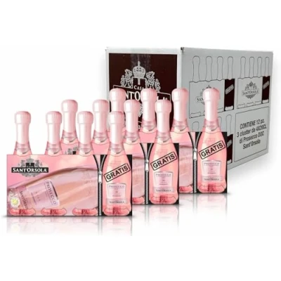 Immagine di Casa Sant&#039;Orsola Mini Bottiglie Prosecco D.O.C. Rosè Millesimato Extra Dry, da Uve Glera e Pinot Nero, Gusto Delicato con Note Fruttate Floreali, 3+1x200 ml
