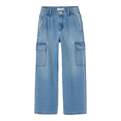 Immagine di Name it Nkfrose WIDE Jeans a sigaretta per bambini, Taglia: 116, Light blue denim