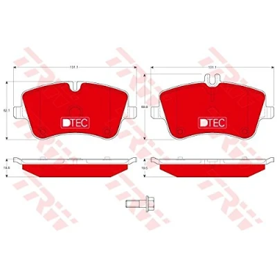 Immagine di TRW DTEC COTEC GDB1413DTE Kit pastiglie freno Predisposto per contatto segnalazione usura con bulloni pinza accessori