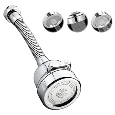 Immagine di Rompigetto rubinetto cucina 3 modalita con tubo flessibile acciaio inossidabile aeratore prolunga areatore x rubinetti adattatore