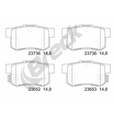 Immagine di BRECK 23652 00 704 Kit pastiglie freno Con contatto segnalazione usura HONDA: CR V 4, 2, FR