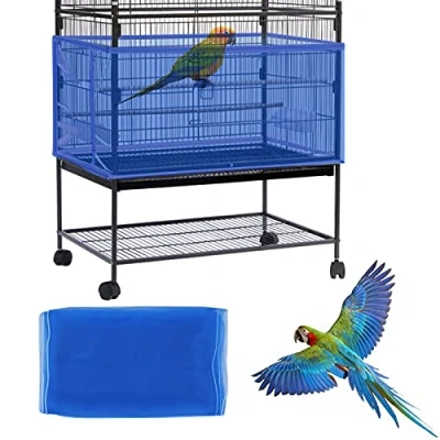 Immagine di Daoeny Copertura per gabbie uccelli grande, regolabile, morbida rete in nylon arioso, quadrate rotonde africane, con lustrini, pappagalli, parrocchi, ara,