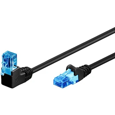 Immagine di goobay 51530 cavo patch CAT 6A, spina 90, Ethernet, Playstation, Xbox, LAN, DSL, U/UTP, RJ45, 2 m, colore: Nero