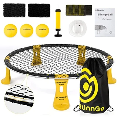 Immagine di MOOKIS Blinngoball Set Roundnet adatto per Erba, Spiaggia, Interni ed Esterni, Giorno e Notte