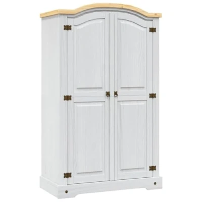 Immagine di vidaXL Legno di Pino Messicano Armadio Corona Range 2 Ante Rustico Robusto Guardaroba con Ripiano Superiore e Barra Appendiabiti Arredi Casa Bianco