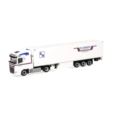 Immagine di herpa modellino camion DAF XG autocarro frigorifero Kaj Madsen (Danimarca/Kolding), miniatura in scala 1:87, pezzo da collezione, Made Germany, plastica