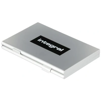 Immagine di Integral Confezione da 2 schede SD 64 GB con custodia protettiva in metallo a 6 slot Video 4K Ultra HD Premium ad alta velocità fino 100 MB/s lettura Scheda di memoria SDXC V30 UHS I U3