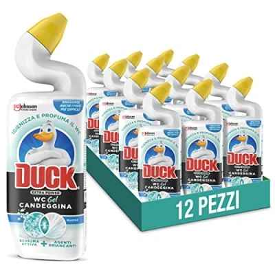 Immagine di Duck WC Gel Candeggina Liquido per WC, Igienizza e profuma, Fragranza Marine, Formato Scorta da 12 pezzi