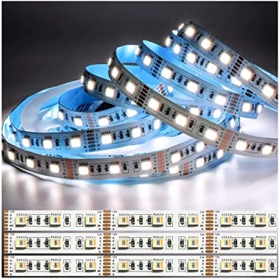Immagine di Tesfish Striscia LED 12V, 5 in1 Chip RGB+CCT, RGB + Bianco Caldo (da 2800K a 6500K) RGBCW 5M Colori Misti Strisce IP20 300 LEDs Nastri Luci