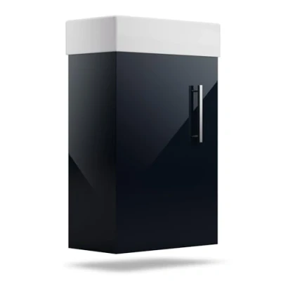 Immagine di blumfeldt Johnstone Mobile da Bagno con Lavabo, Nero Lucido, Lavabo in Ceramica Facile Pulire, Soft Close, Resistente all&#039;Umidità, Ampio Spazio di Stoccaggio Installare