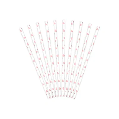 Immagine di PartyDeco SPP7 081J Cannucce di carta, con cuori rosa, 19,5 cm (1 VPE/10 pezzi)