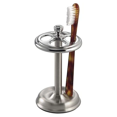 Immagine di iDesign York Metal Portaspazzolini, Contenitore porta cosmetici in acciaio, argentato/argento opaco