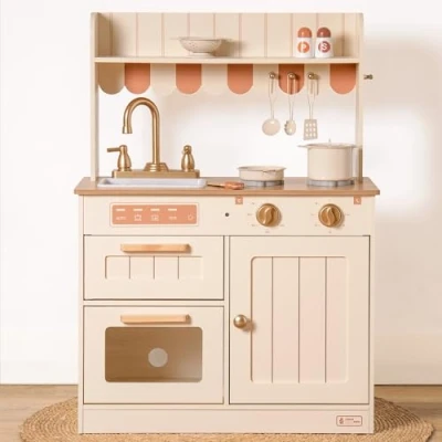 Immagine di ROBUD Cucine da gioco in legno per bambini, con stoviglie, pentole, insalatiera e verdure, adatte bambini dai 3 anni su