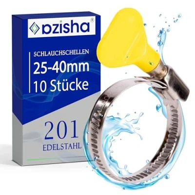 Immagine di Azisha Fascette Stringitubo Acciaio Inox 10 Pezzi 25 40 mm Metalliche Multiuso Per Tubi Acqua, Gas e Piscine