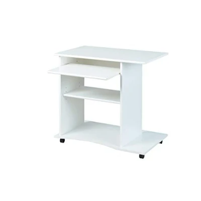 Immagine di Inter Link scrivania Tavolo per computer portatile Su rotelle Cassetto scorrevole Mini Laminato 80 x 50 75cm Bianco Pepe