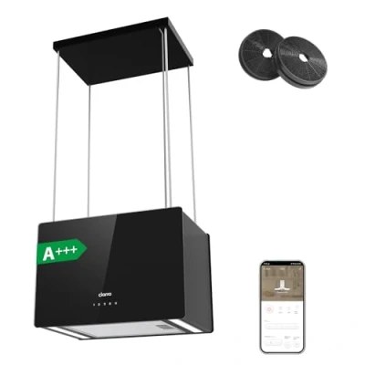 Immagine di CIARRA CBCB4850 Classe A+++ Cappa a Isola 48 cm 700m3/h Smart WiFi Controllo App 4 Livelli Booster Aspirante Nero on Filtro Carbone CBCF003