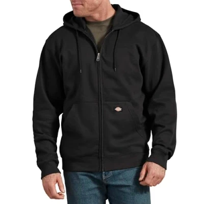 Immagine di Dickies Uomo, Felpa in pile con zip integrale Midweight, vestibilità regular, Nero, XL