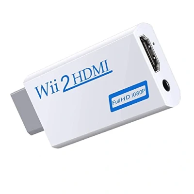 Immagine di Adattatore Wii Hdmi, Da A Hdmi 1080p Hd Con Audio 3,5 Mm E Uscita Supporta Tutte Le Modalità Di Visualizzazione Per Monitor Proiettore Tv (Bianco)
