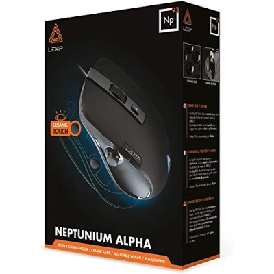 Immagine di Lexip Mouse Gaming Np93 Neptunium Alpha Innovazione Francese con Joystick Interno a 2 Assi Massima Fluidità Pattini in Ceramica + Peso Regolabile 12 Pulsanti Programmabili