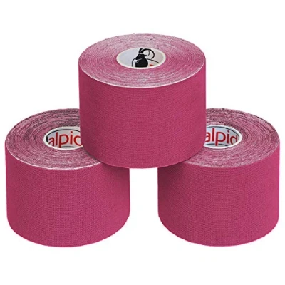 Immagine di ALPIDEX Nastro Kinesiologico Tanti Colori 1/3/ 6/12 Rotoli 5 m x 5,0 cm E Book Esempi Applicazione Tape Muscolare Cerotto, Colore:rosa fucsia, Quantità:3 rotolo