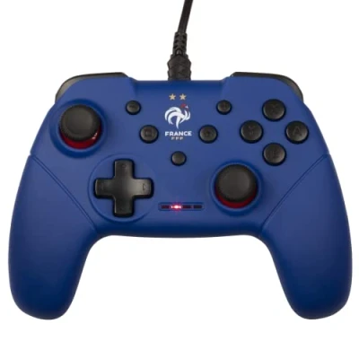 Immagine di Konix Controller cablato FFF per Nintendo Switch, Switch OLED e PC Funzione di vibrazione Cavo da 3 m blu