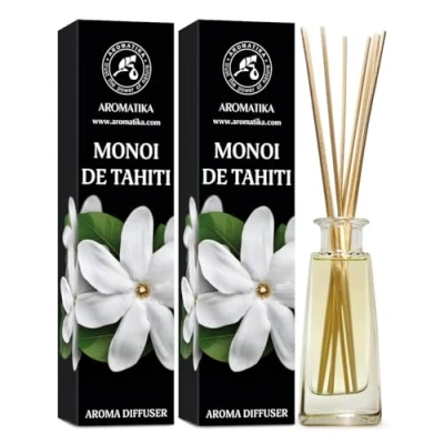 Immagine di Diffusore Aroma Monoi de Tahiti 2x100ml a Bastoncini Fragranza Ambiente Deodorante Profumato Idea Regalo Profumo Tiari