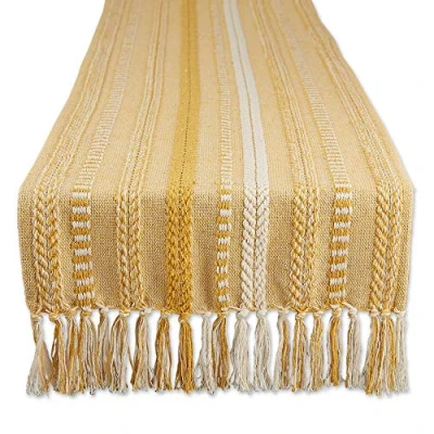 Immagine di DII Runner da tavola, in cotone, color oro miele, 15 x 72 (15 77, frangia inclusa)