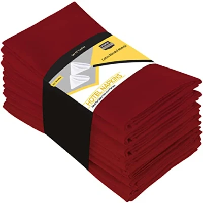 Immagine di Utopia Kitchen Tovaglioli Stoffa [Confezione da 12, Rosso] 46x46 cm in Misto Cotone Lavabile e Riutilizzabile per Hotel, Pranzi, Ristoranti, Matrimoni, Eventi Feste