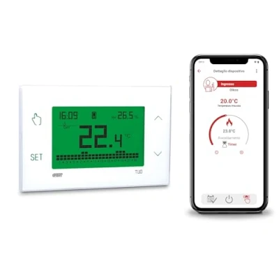 Immagine di VEMER VE795800 TUO 4G Termostato LTE con SIM Dati Inclusa, Cronotermostato Smart APP, Configurazione Veloce Bluetooth, Programmazione Settimanale per Caldaia, Alimentazione 230V, Bianco