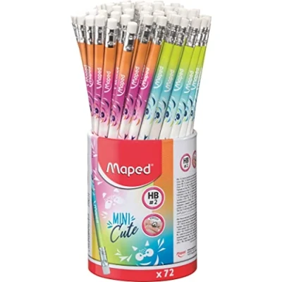 Immagine di Maped 72 matite grafite mini cute punta gomma forma triangolare ergonomica miniera grigia resistente per carta 851874 multicolore
