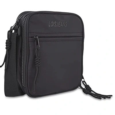 Immagine di Lois Borsa Uomo a Tracolla Uomo. Borsello Marsupio in Poliéster con Cinturino Regolabile, Nero