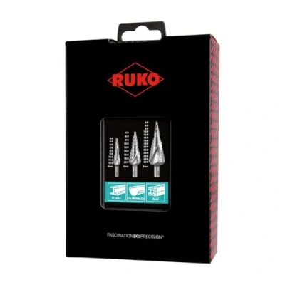 Immagine di RUKO 101026RO KIT punte a gradini 3 parti 4 12 mm, 20 30 mm HSS Alberino facce 1