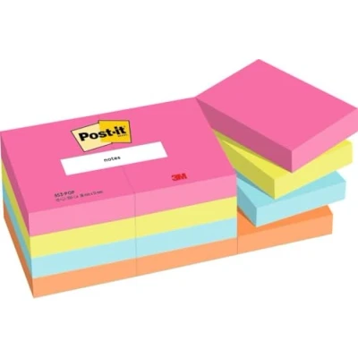 Immagine di Post it Foglietti, Collezione Poptimistic, Confezione da 12 blocchetti, 100 Fogli Per blocco, 38 mm x 51 mm, Colori Rosa, Verde, Azzurro, Arancione. Appunti, Elenchi &amp; Promemoria