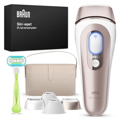 Immagine di Braun Skin I·Expert Epilatore Luce Pulsata Smart, Epilazione A Casa Tua, Alternativa Al Laser, Con App Gratuita, Include Pochette, Rasoio Venus, 4 Testine Per Viso E Corpo, Idea Regalo, PL7387