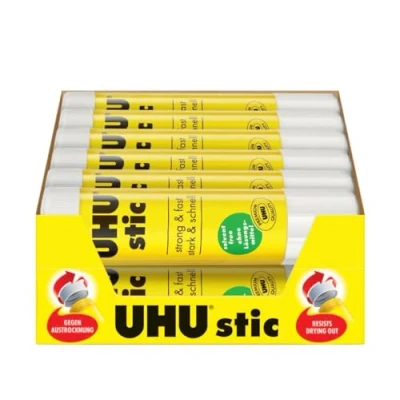 Immagine di UHU colla Stick 12 x 21g, per bambini, sicura da usare i lavoretti, adatta l&#039;ufficio, la scuola e l&#039;università